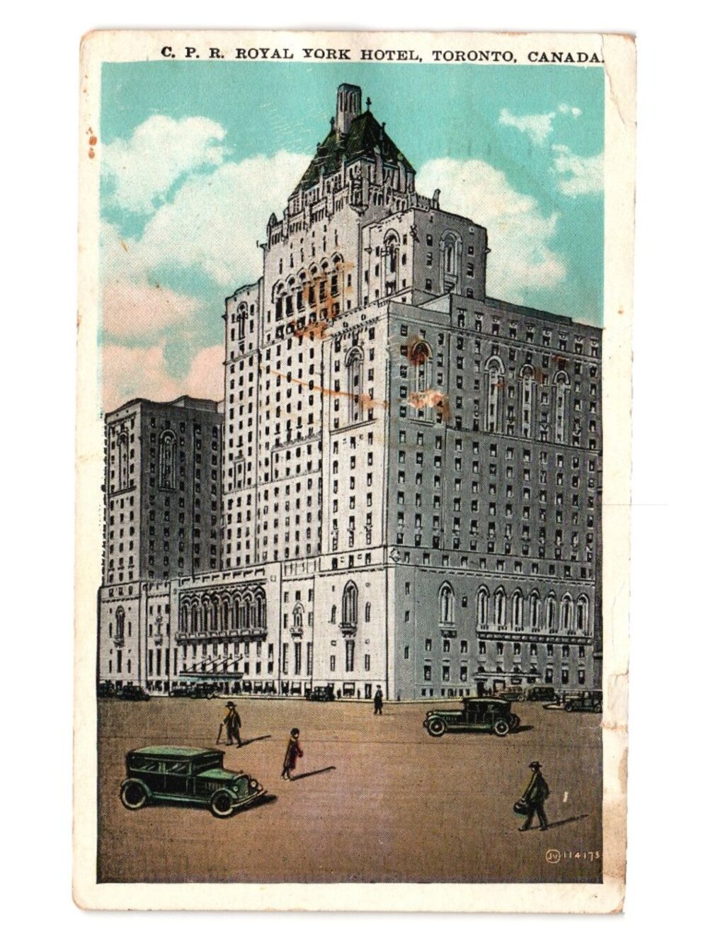C P R Royal York Hotel Toronto Canada Vintage Postcard 1920s Postmarked Stamped
